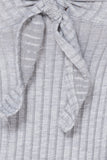 Grey Tie Front Rib Knit Bodysuit