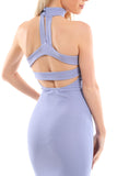 Jessie Blue Choker Neck Detail Bandeau Midi Dress 3 - PrettyFashion.com