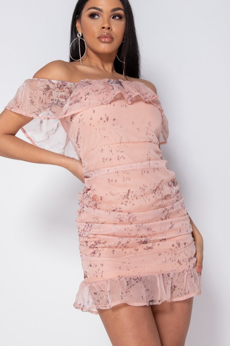 Floral Frill Hem Mini Dress – PrettyFashion.com