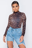 Leopard Print High Neck Bodysuit