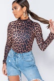 Leopard Print High Neck Bodysuit