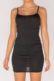 Black Rib Knit Cami Mini Dress