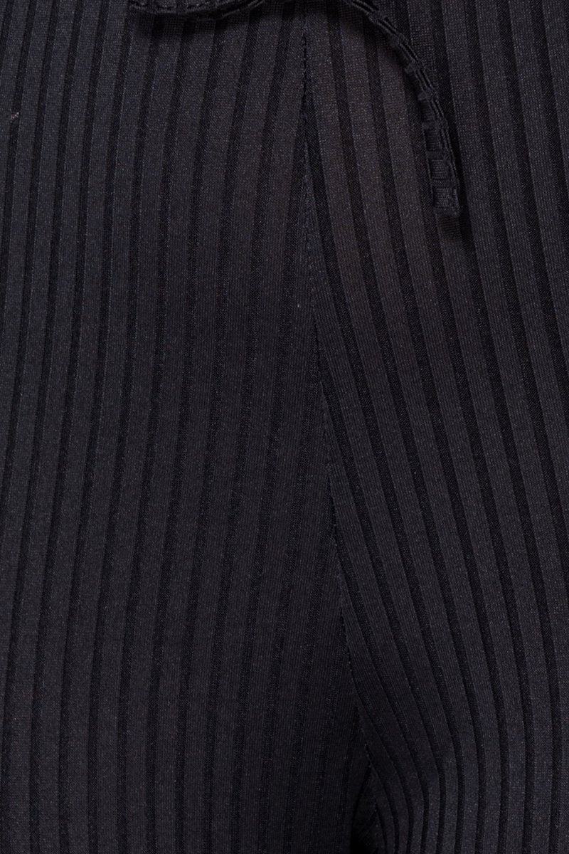 Black Rib Knit Long Sleeve Bardot Jumpsuit